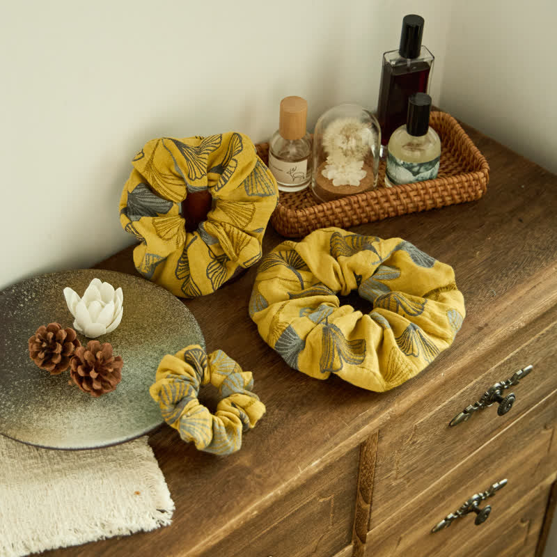 Set di 3 elastici per capelli con stampa Ginkgo - Giallo - Confezione da 3 elastici per capelli - S+ M+ L - image 0