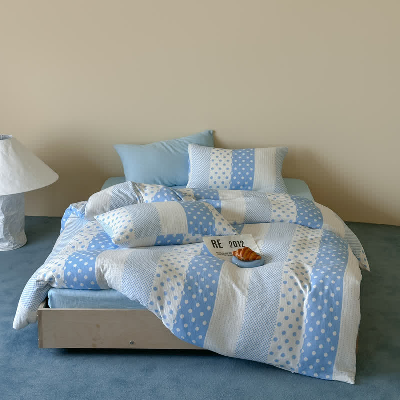 Set di biancheria da letto in doppia garza con motivo patchwork a pois - image 1