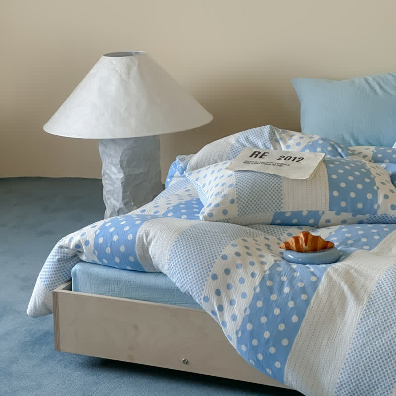 Set di biancheria da letto in doppia garza con motivo patchwork a pois - image 2
