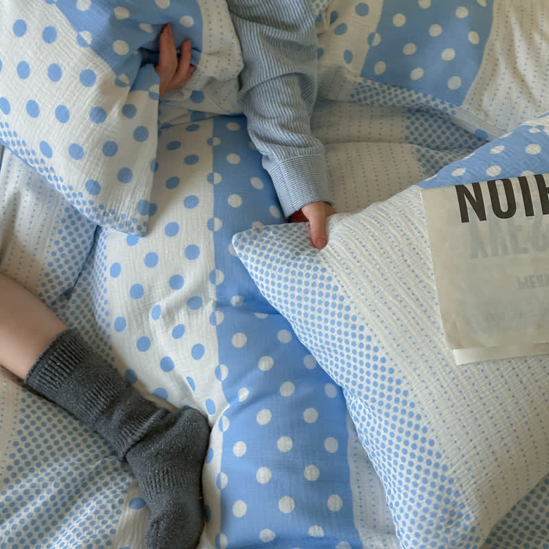 Set di biancheria da letto in doppia garza con motivo patchwork a pois - image 4