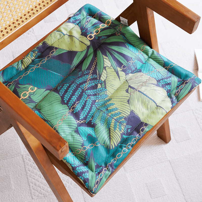 Cuscino per seduta in memory foam con motivo a foglie tropicali. - Verde acqua - 19,7" x 19,7" - image 0