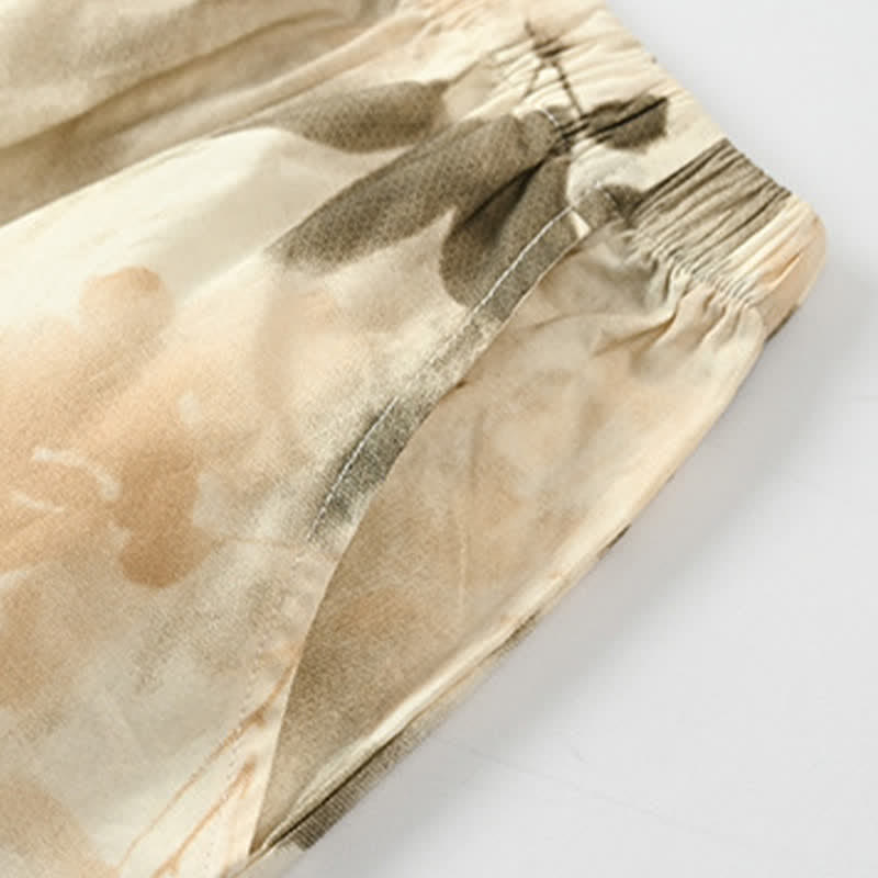 Completo da casa con canotta in pizzo floreale beige - image 5