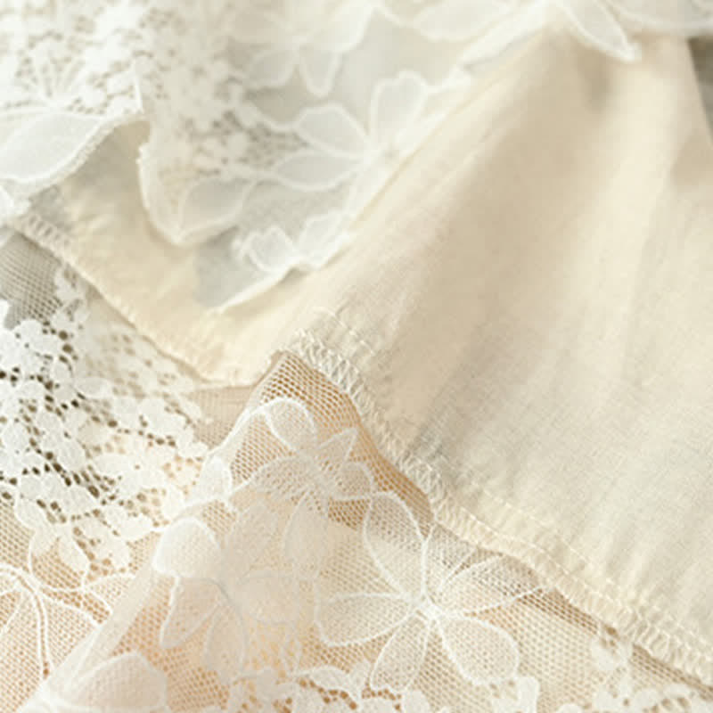 Completo da casa con canotta in pizzo floreale beige - image 7