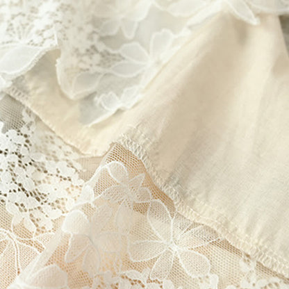 Completo da casa con canotta in pizzo floreale beige - image 7