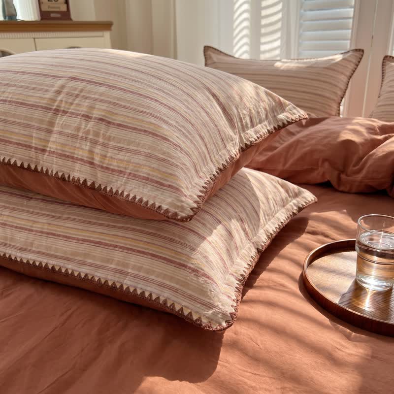Set di biancheria da letto vintage in cotone a quadri rossi - image 4