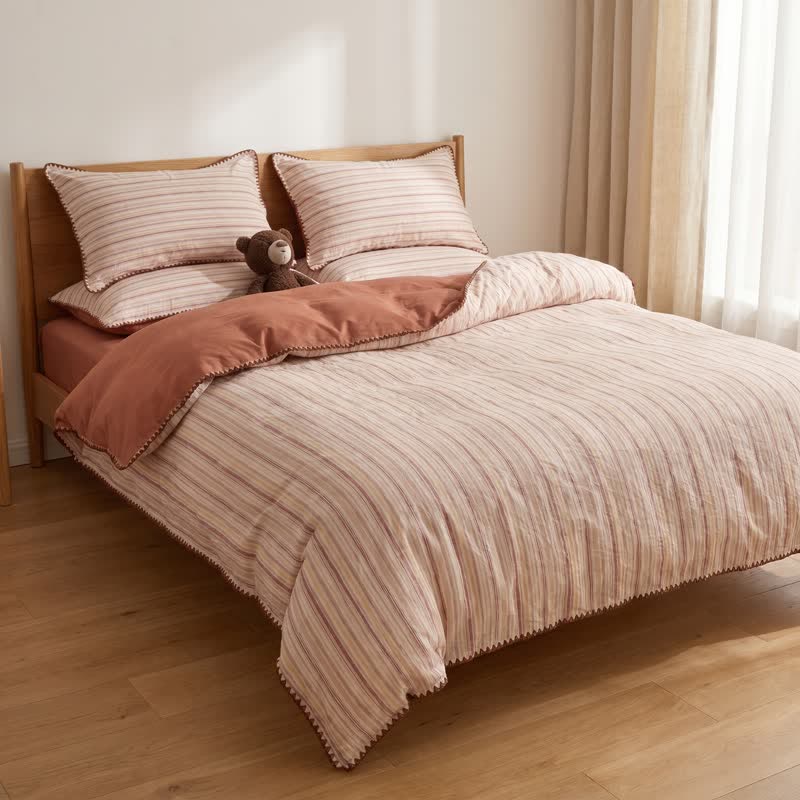 Set di biancheria da letto vintage in cotone a quadri rossi - image 2