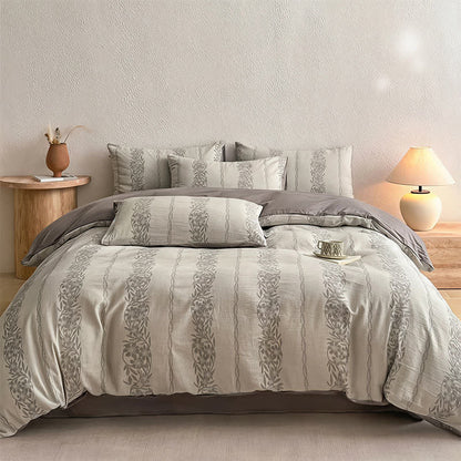 Set di biancheria da letto in jacquard di cotone lavato con motivi botanici - image 5