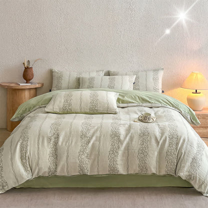 Set di biancheria da letto in jacquard di cotone lavato con motivi botanici - image 17