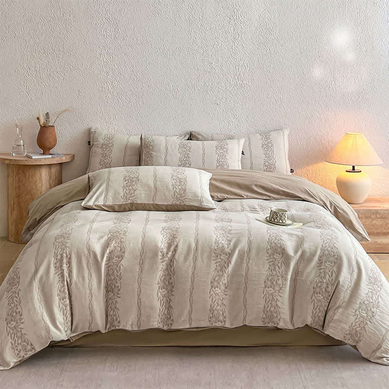 Set di biancheria da letto in jacquard di cotone lavato con motivi botanici - image 9