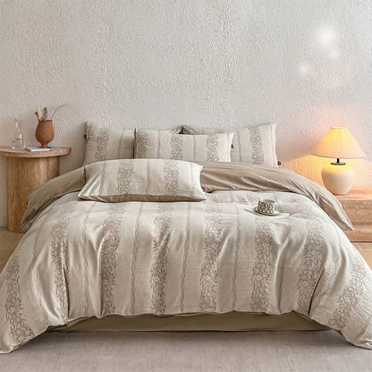 Set di biancheria da letto in jacquard di cotone lavato con motivi botanici - image 9