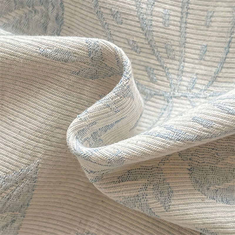 Set di biancheria da letto in jacquard di cotone lavato con motivo botanico. - image 14