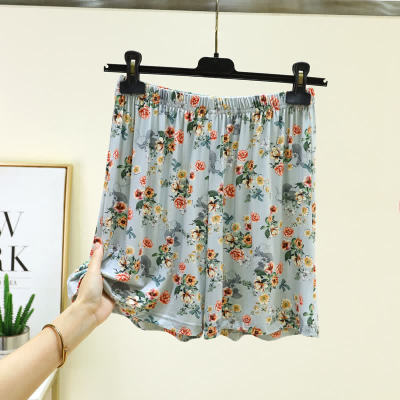 Pantaloncini estivi da relax con orlo a balze e stampa floreale vintage. - image 3