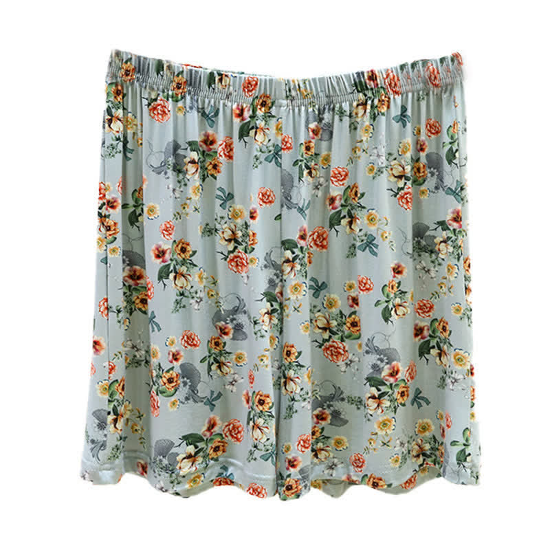 Pantaloncini estivi da relax con orlo a balze e stampa floreale vintage. - image 7