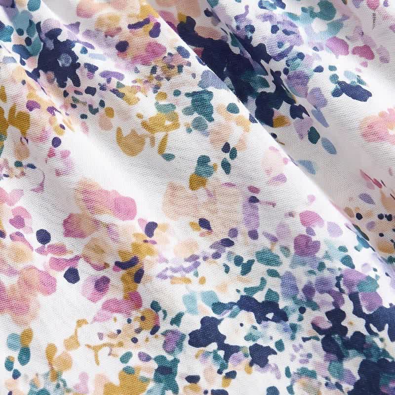 Pantaloncini da casa estivi in ​​cotone con stampa floreale e vita arricciata. - image 3