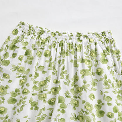 Pantaloncini da casa estivi in ​​cotone con stampa floreale. - image 1
