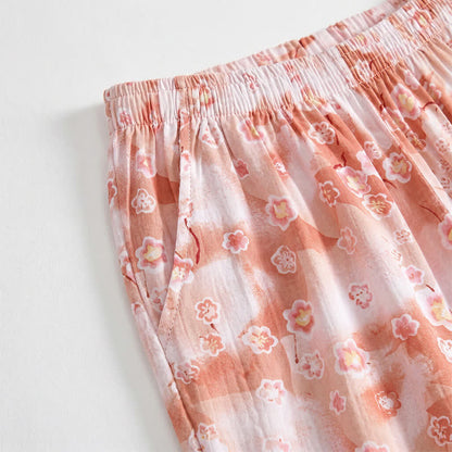 Pantaloncini da casa estivi in ​​cotone con stampa floreale, comodi e rilassati. - image 2