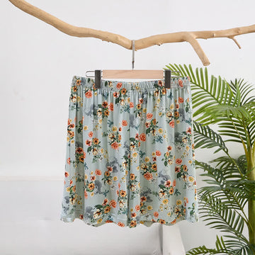 Pantaloncini estivi da relax con orlo a balze e stampa floreale vintage. - Blu - 2XL - image 0