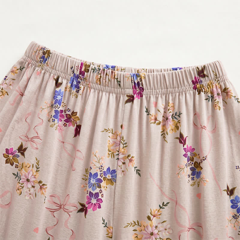 Pantaloncini da casa a vestibilità comoda con stampa floreale vintage - image 1