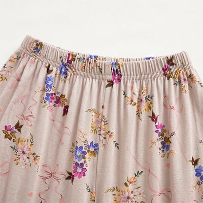 Pantaloncini da casa a vestibilità comoda con stampa floreale vintage - image 1