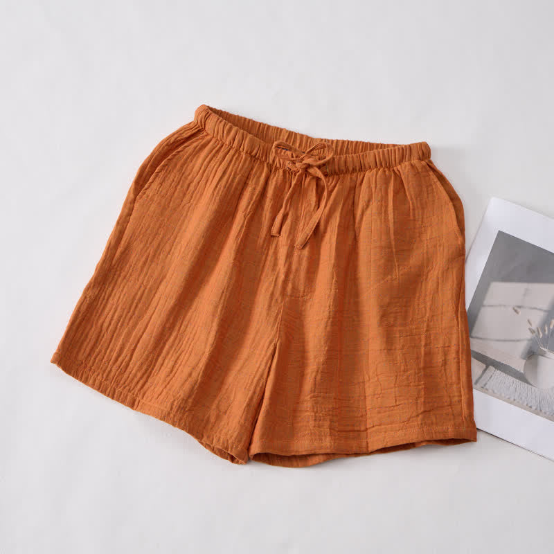 Pantaloncini da casa comodi in garza di cotone con coulisse - image 1