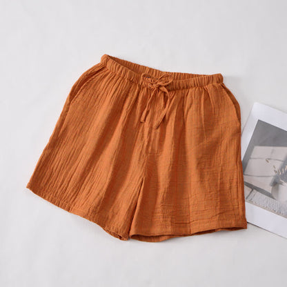 Pantaloncini da casa comodi in garza di cotone con coulisse - image 1