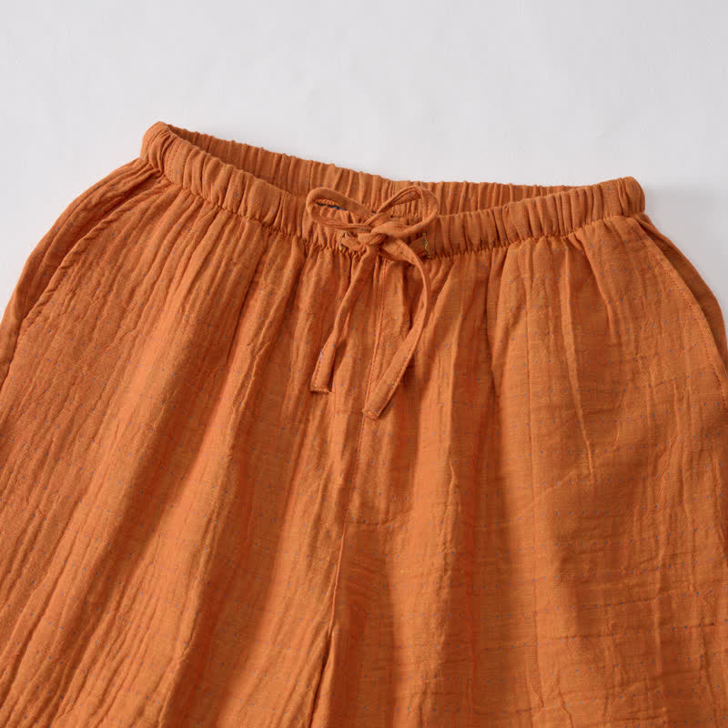 Pantaloncini da casa comodi in garza di cotone con coulisse - image 2