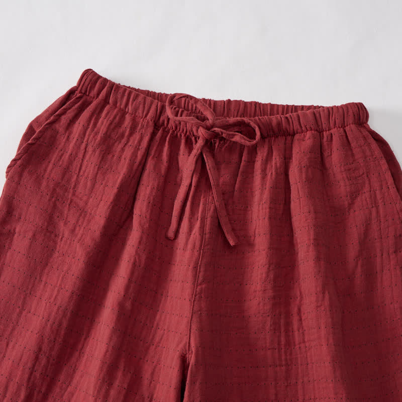 Pantaloncini da casa comodi in garza di cotone con coulisse - image 10