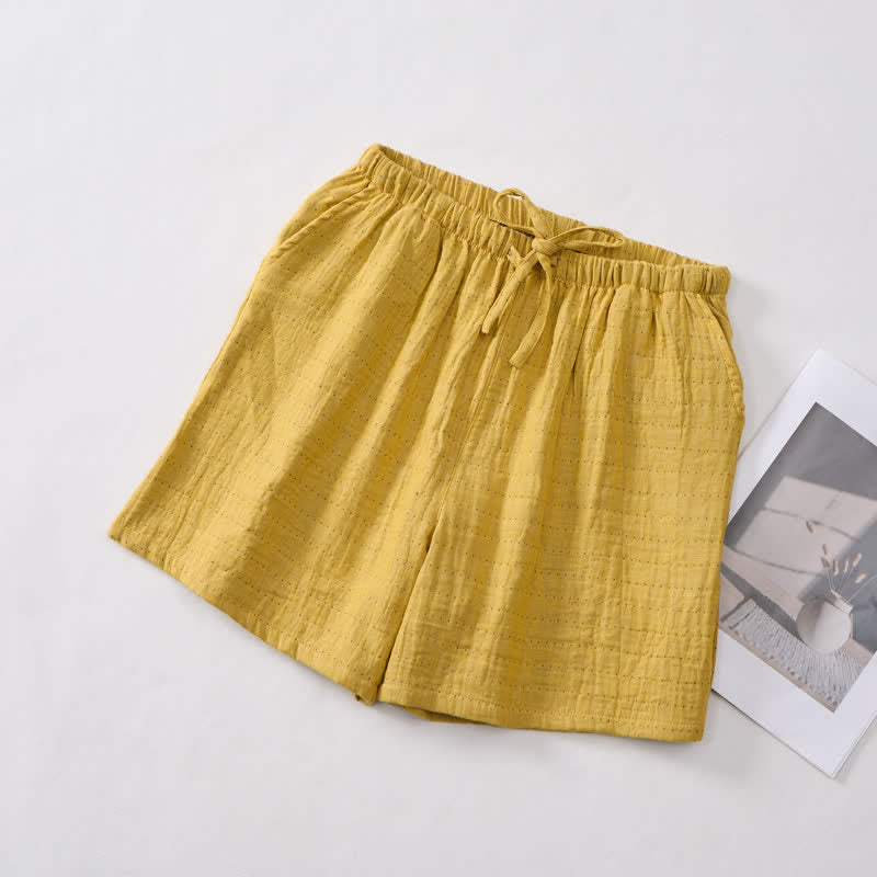 Pantaloncini da casa comodi in garza di cotone con coulisse - image 17