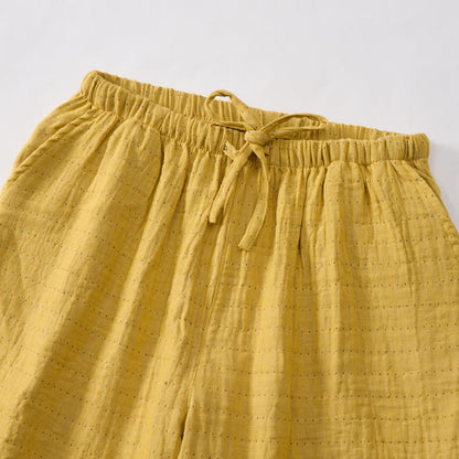 Pantaloncini da casa comodi in garza di cotone con coulisse - image 18