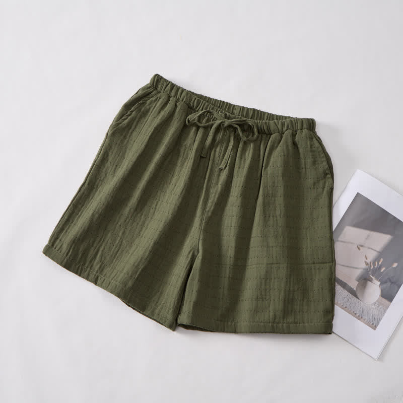 Pantaloncini da casa comodi in garza di cotone con coulisse - image 38