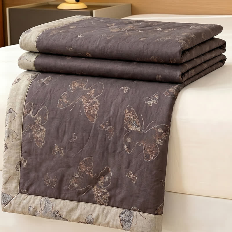 Copriletto in cotone con farfalle in stile vintage per cottage - image 3