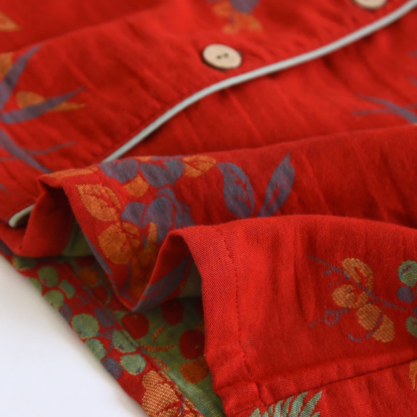 Completo da casa in cotone con stampa floreale e uccellini in stile vintage - image 10