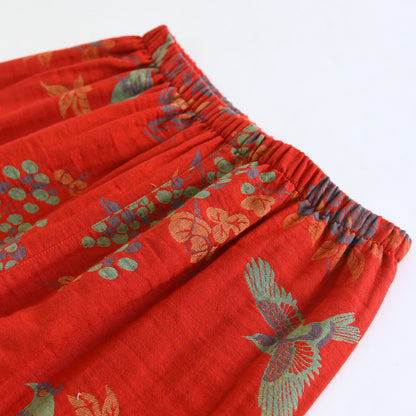 Completo da casa in cotone con stampa floreale e uccellini in stile vintage - image 14