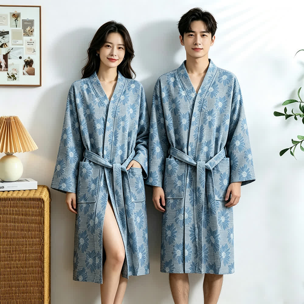 Kimono accappatoio in cotone waffle di girasole - image 4