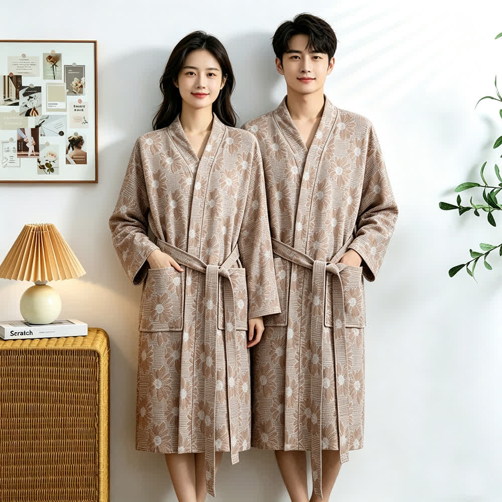 Kimono accappatoio in cotone waffle di girasole - image 10