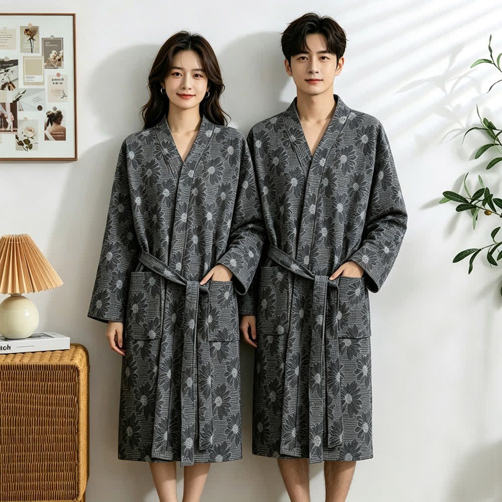 Kimono accappatoio in cotone waffle di girasole - image 12