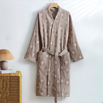 Kimono accappatoio in cotone waffle di girasole - Cachi - XL - image 8