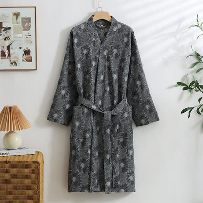 Kimono accappatoio in cotone waffle di girasole - Grigio scuro - XL - image 11