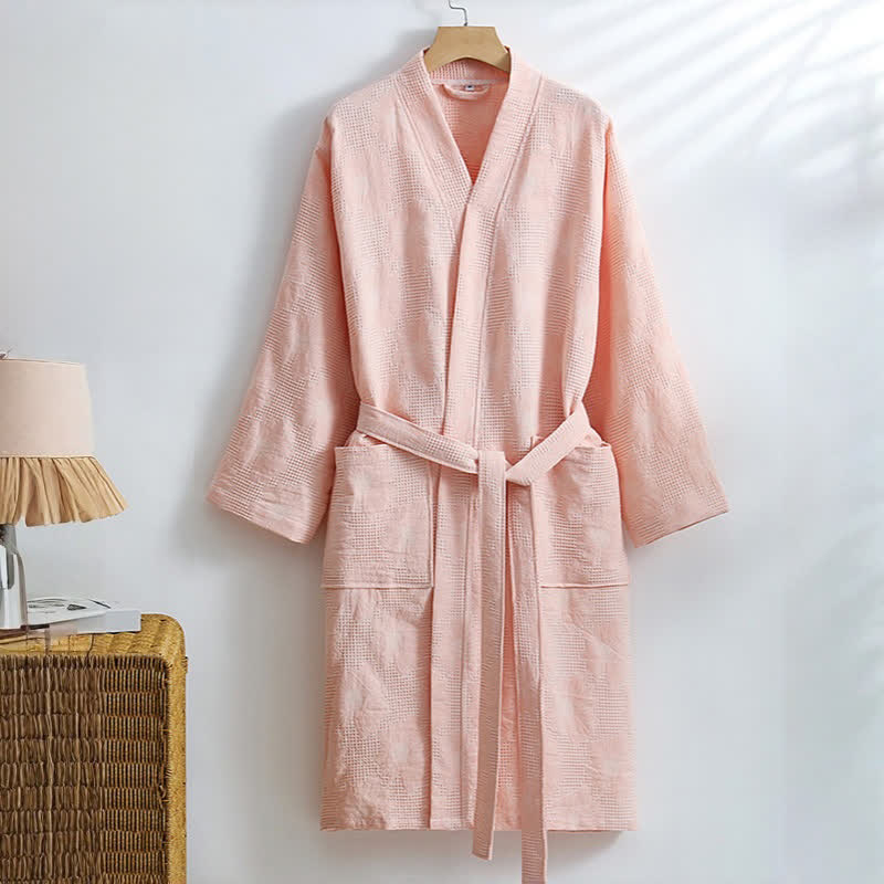 Kimono accappatoio in cotone waffle di girasole - Rosa - XL - image 5