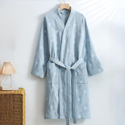 Kimono accappatoio in cotone waffle di girasole - Azzurro chiaro - XL - image 13