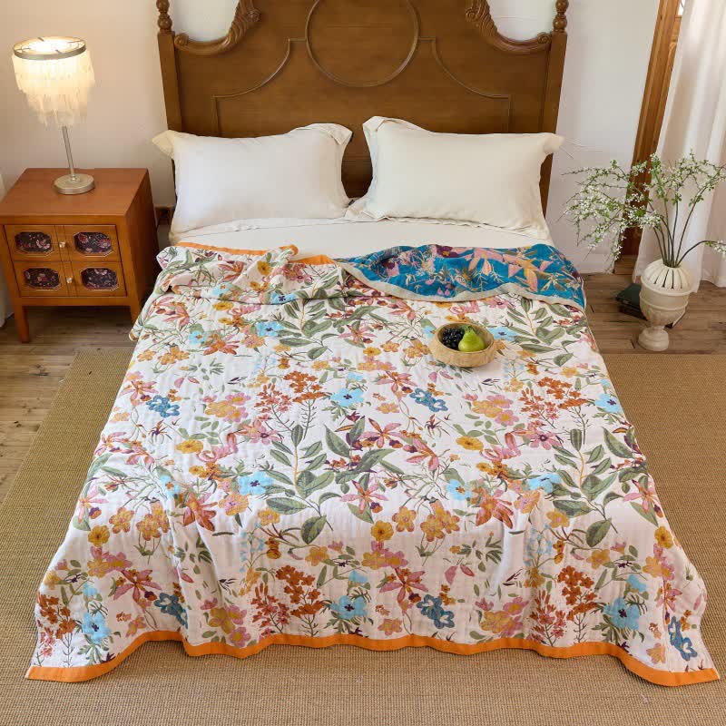 Coperta/trapunta reversibile in garza di cotone Cottage Bloom - image 1