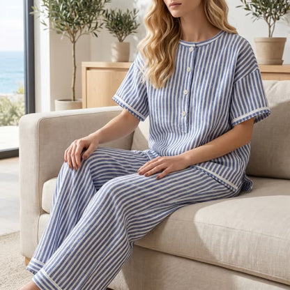 Completo da casa a due pezzi Coastal Stripe, comodo e rilassato - image 2