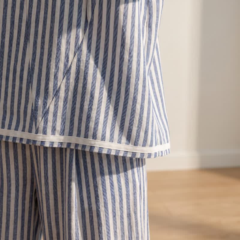 Completo da casa a due pezzi Coastal Stripe, comodo e rilassato - image 4