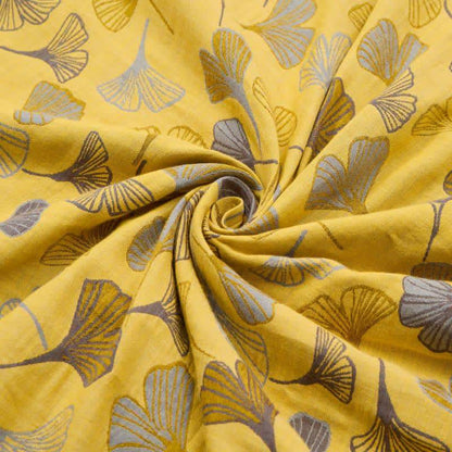 Coperta trapuntata in cotone color senape e ginkgo - image 5