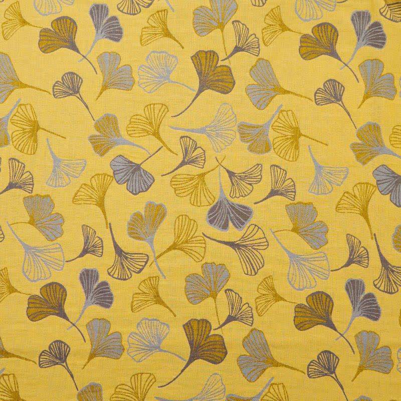 Coperta trapuntata in cotone color senape e ginkgo - image 6