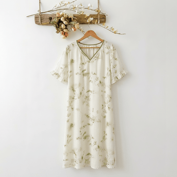 Camicia da notte romantica in lyocell con scollo a V e stampa floreale. - Crema alla menta - 3XL - image 0