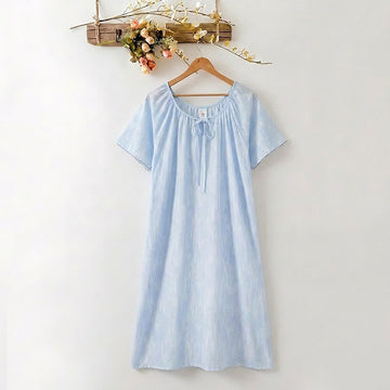 Abito da casa in lyocell azzurro con fiocco al collo - Azzurro chiaro - 3XL - image 0