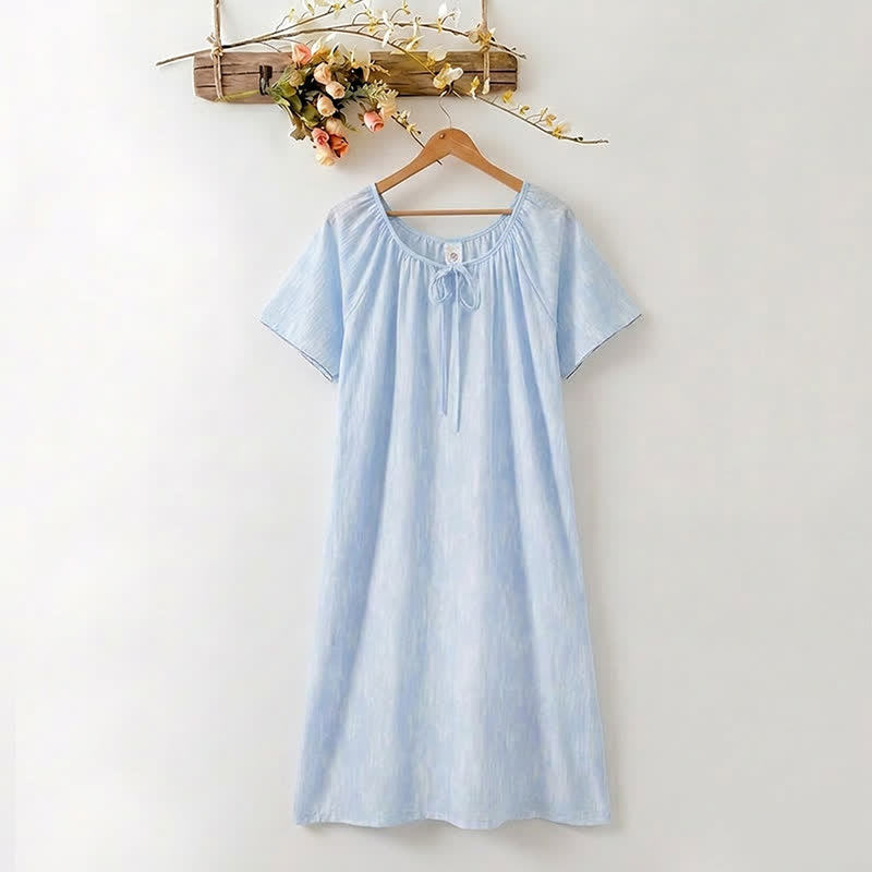 Abito da casa in lyocell azzurro con fiocco al collo - Azzurro chiaro - 3XL - image 0
