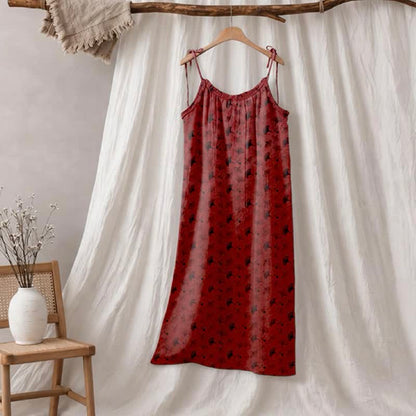 Abito da casa con laccetti e stampa floreale Ginkgo - Rosso e nero - XL - image 35