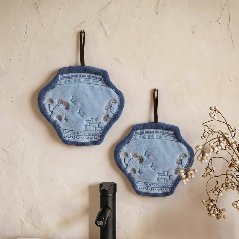 Asciugamani in pile di corallo Blue Willow - Blu - 11'' × 9'' - 2 pezzi - image 0